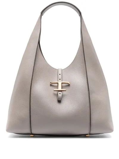 Tod's T Timeless Leather Tote Bag In Nude & Neutrals