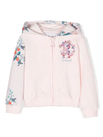 Roberto Cavalli Junior Babies' Floral Monogram-print Hoodie In Pink