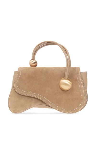 Cult Gaia Suede Kazia Shoulder Bag In Beige