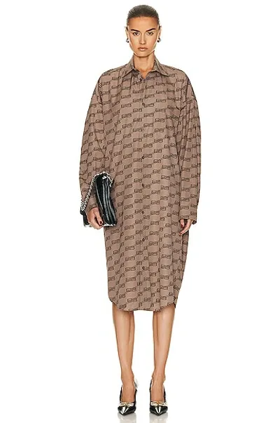 Balenciaga Cocoon Cotton Midi Dress In Beige