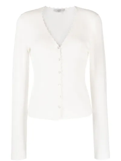 Vince Crochet-trim Linen-blend Cardigan In White