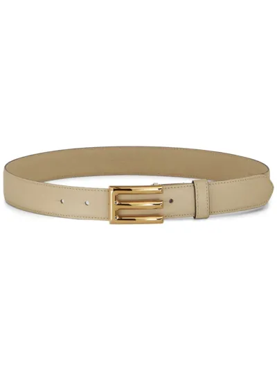 Etro Logo-buckle Leather Belt In Neutrals