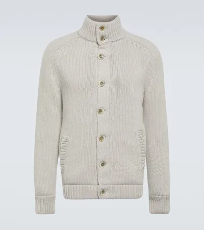 Herno Ribbed-knit Wool Cardigan In White