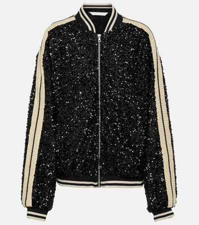 Palm Angels Sequined Blouson In Black