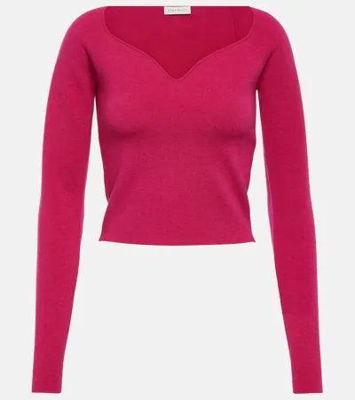 Nina Ricci Sweetheart Crop Wool Top In Pink