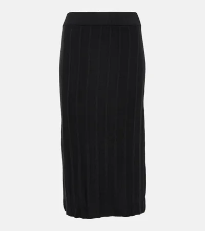 Max Mara Black Melk Midi Skirt In 009 Black