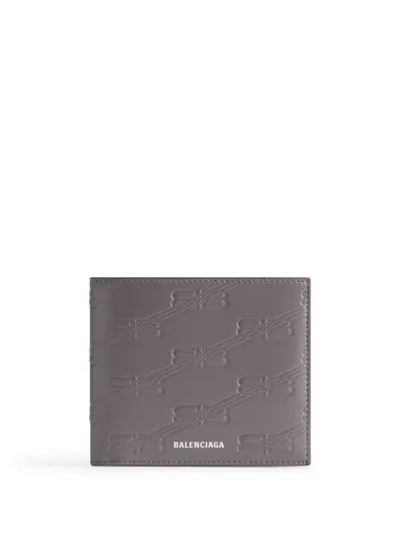 Balenciaga Bb Monogram Debossed Wallet In Grey