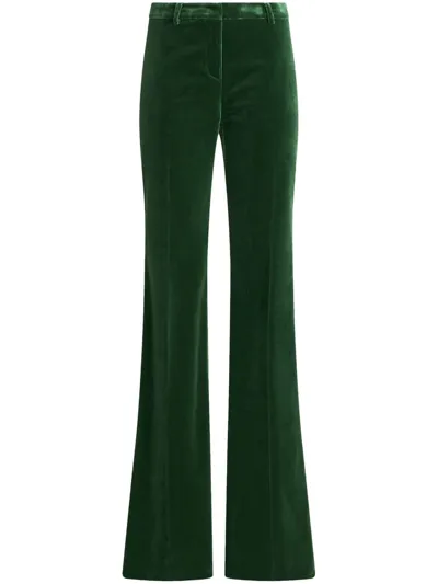 Etro High-waisted Velvet Trousers In Green