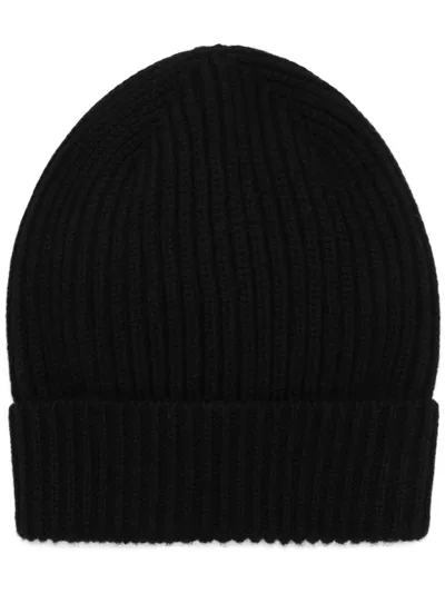 Dolce & Gabbana Ribbed-knit Turn-up Beanie In Black