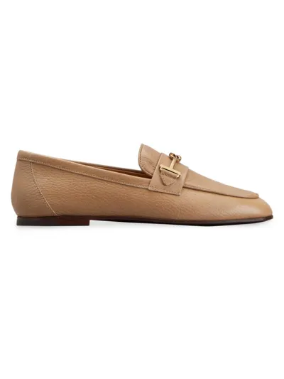 Tod's Women's Slip On T Ring Loafer Flats In Ginger