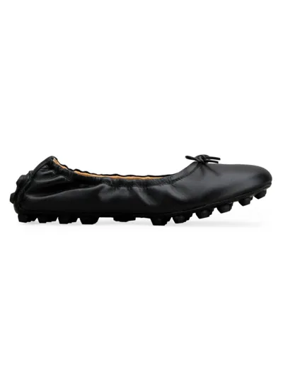 Tod's 10mm Ballerina Des Gommini Leather Flats In Nero