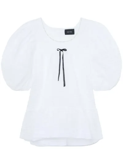 Simone Rocha Bow-detail Puff-sleeve Dress In White