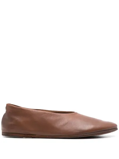 Marsèll Suede Almond-toe Flats In Brown