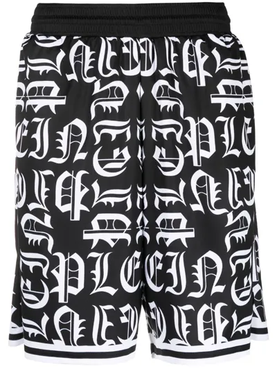 Philipp Plein Gothic Plein Jogging Shorts In Black