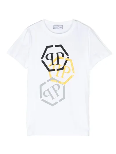 Philipp Plein Junior Kids' Logo-print Cotton T-shirt In White