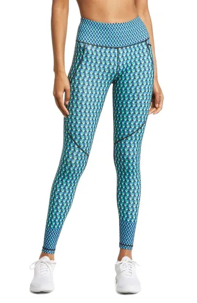 Sweaty Betty Power High Waist 7/8 Workout Leggings In Green Geo Print