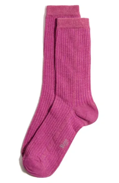 Stems Eco-conscious Cashmere Crew Socks In Pink/purple