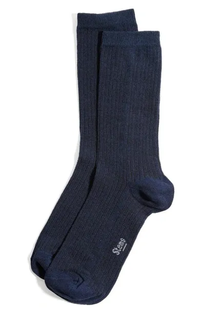 Stems Women's Blue Eco-conscious Cashmere Crew Socks - Navy