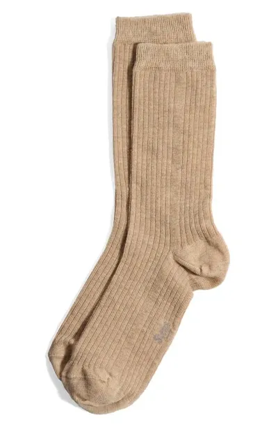 Stems Ribbed Cashmere-blend Crew Socks In Brown