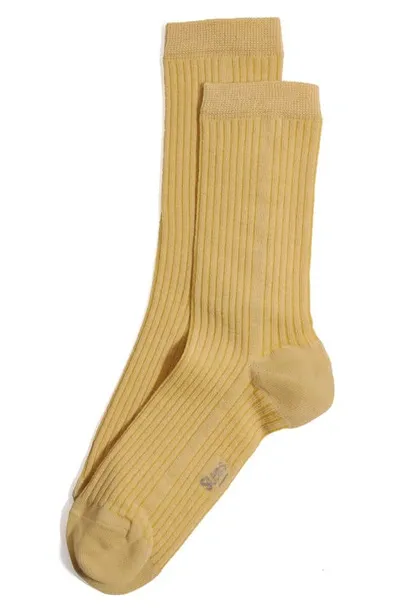 Stems Eco-conscious Cashmere Crew Socks In Gold