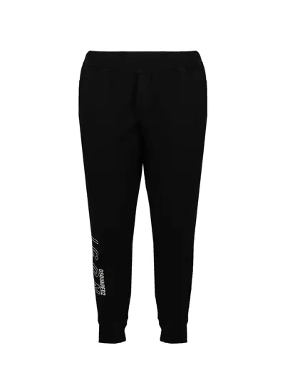 Dsquared2 Black Icon Logo Print Track Pants