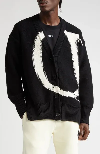 Off-white Cardigan Ow Maxi Logo In Multicolor