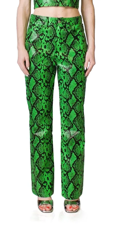 Simon Miller Women's Natty Faux Snakeskin Pants In Grass Green