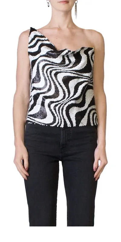 Simon Miller Women's Turvy Zebra Sequin Top In Zebra Trip