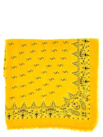 Saint Laurent Paisley Cashmere-blend Bandana Scarf In Yellow