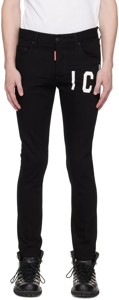 Dsquared2 Black Skater Jeans In 900 Black