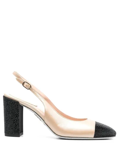 René Caovilla Sling Back Pumps In Nude & Neutrals