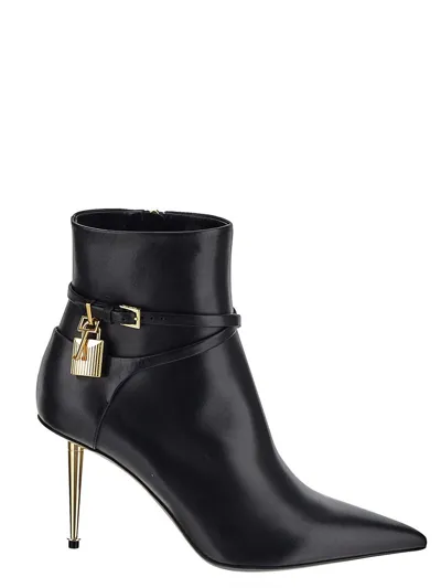 Tom Ford Black Leather Padlock 105 Ankle Boots