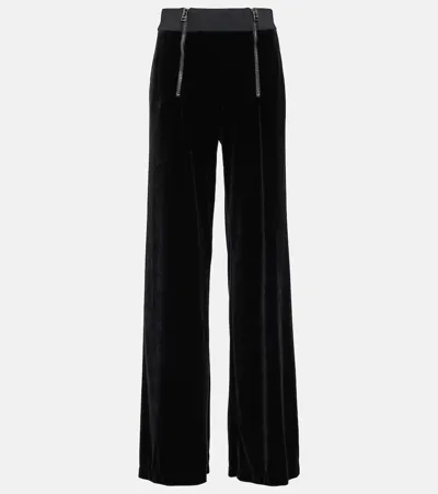 Tom Ford Zip-detail Velour Straight Pants In Black