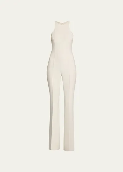 Michael Kors High-neck Wool Jumpsuit In Ivory