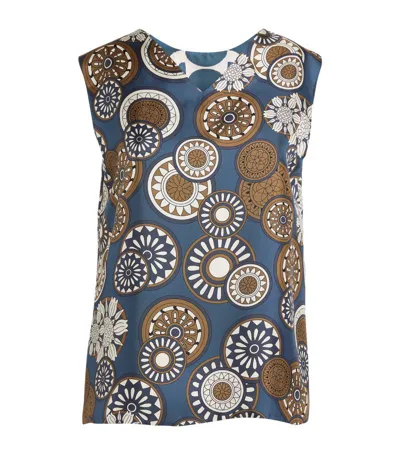 Max Mara Silk Timetop Tank Top In Multi