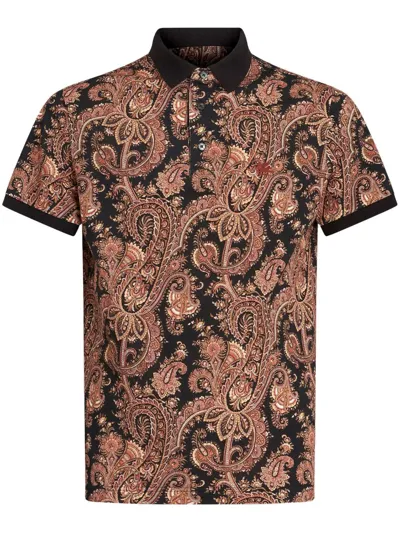 Etro Paisley Poloshirt Aus Baumwolle In Black