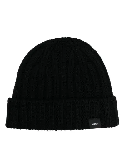 Aspesi Wool Beanie In Black