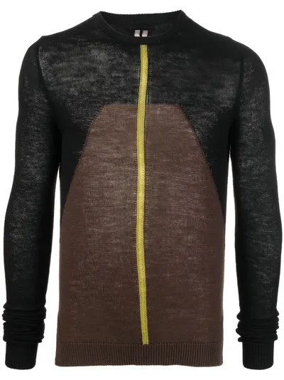 Rick Owens Panelled Virgin-wool Knit Jumper In Multicolour