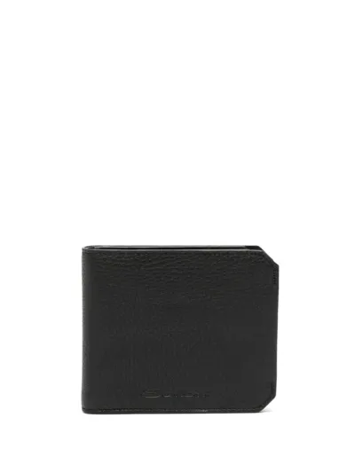 Santoni Pebbled-leather Bi-fold Cardholder In Black