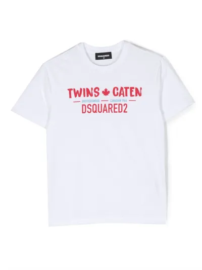 Dsquared2 Kids' Logo-print Cotton T-shirt In White