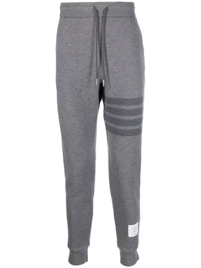 Thom Browne Stripe-detail Wool Track Pants In Grey