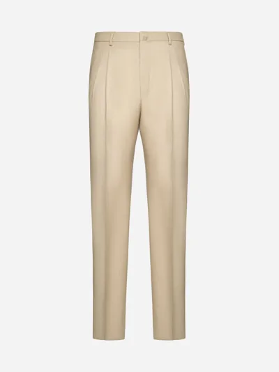 Lanvin Pinched Straight-leg Wool Trousers In Nude