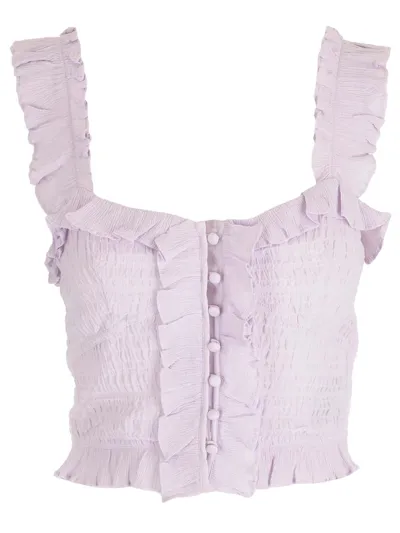 Isabel Marant Gimsy Ruffled Sleeveless Top In Purple