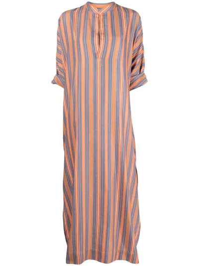 Paula Striped Short-sleeve Kaftan In Blue