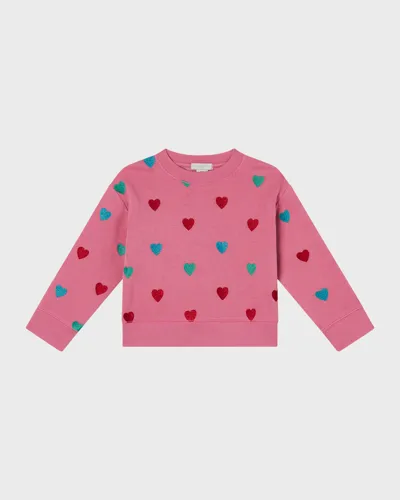 Stella Mccartney Kids' Organic Cotton Sweatshirt W/ Hearts In Pink