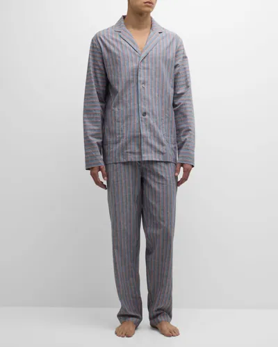 Paul Smith Cotton-linen Striped Pyjamas In Navy