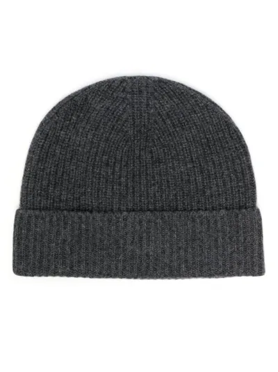 Dunhill Ribbed Cashmere Beanie In Grey