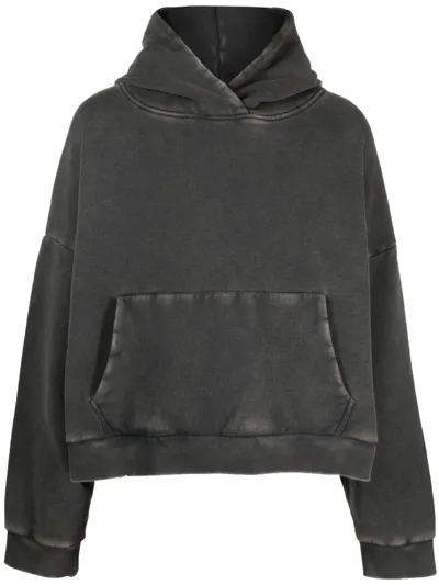 Entire Studios Heavy Hood Washed Cotton Hoodie In Black