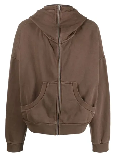 Entire Studios High-neck Zip-fastening Hoodie In Brown