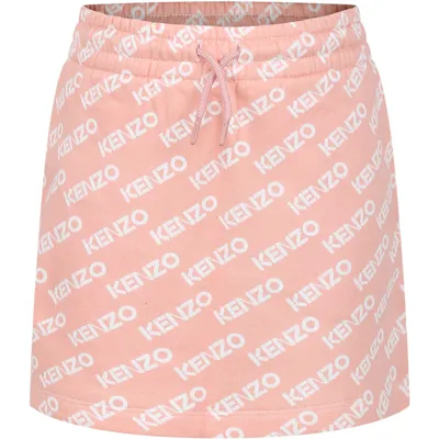 Kenzo Kids' Pink Skirt For Girl With Logo